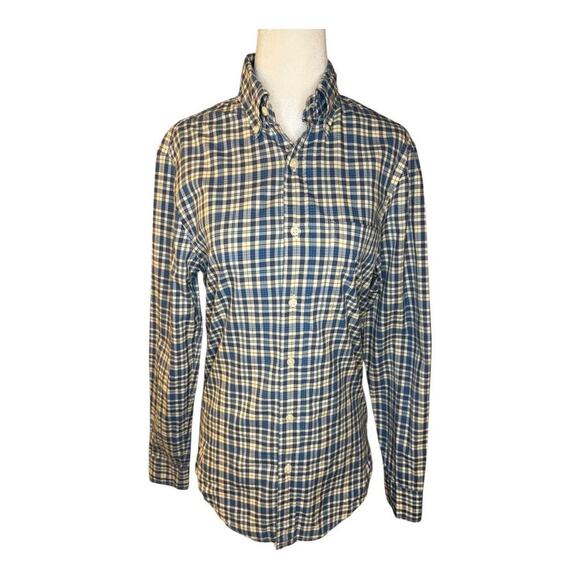 J. Crew Men’s Medium Slim Secret Wash Cotton Poplin Shirt Blue Plaid NWOT - Picture 1 of 8